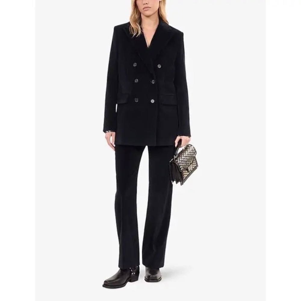 🖤 NWT The Kooples Double-Breasted Black Corduroy Suit Jacket | $615 Retail! - Picture 2 of 10